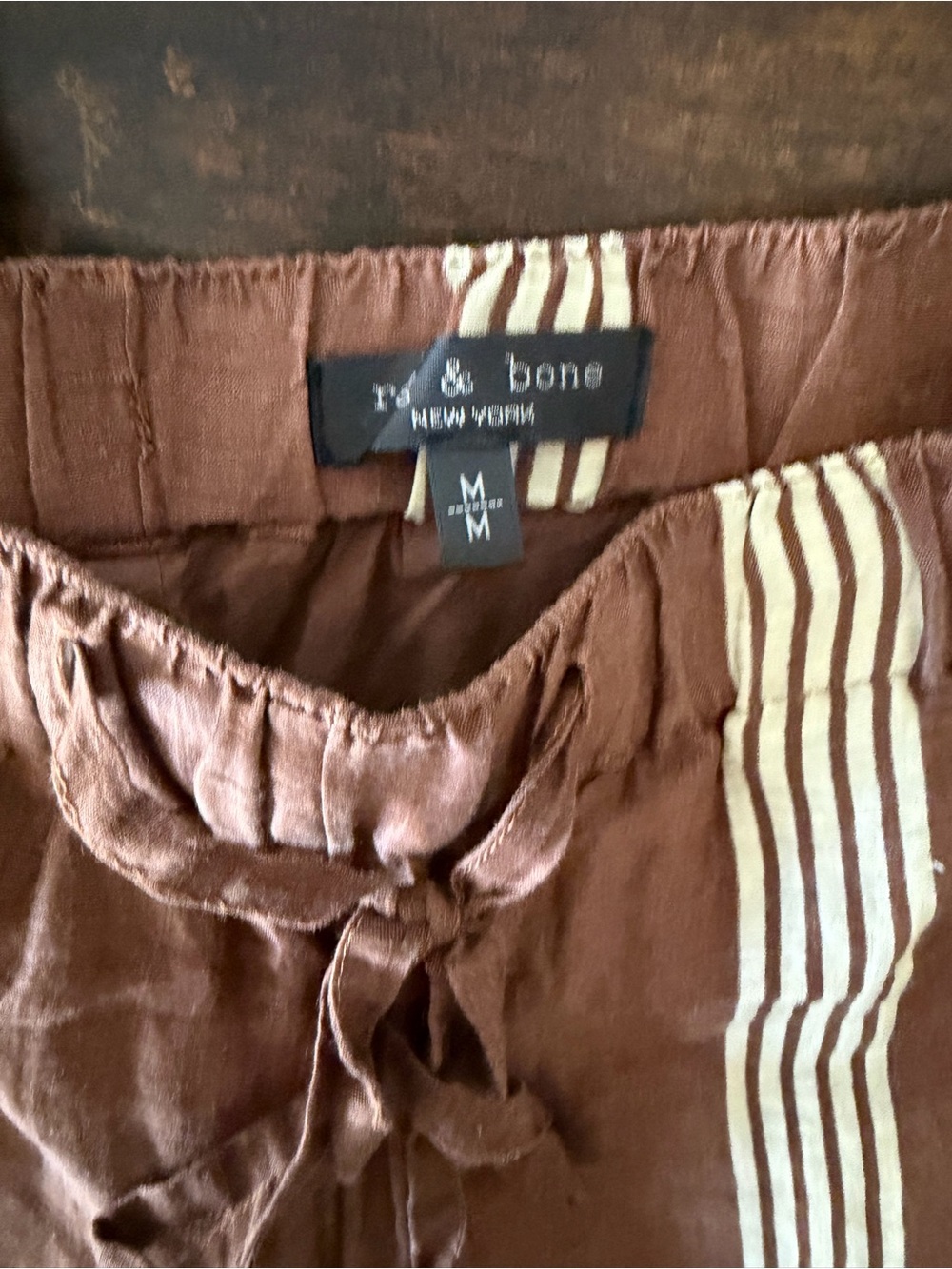 Rag & Bone Women's Brown Olivia Stripe Linen & Silk Pants Medium - Picture 5 of 10